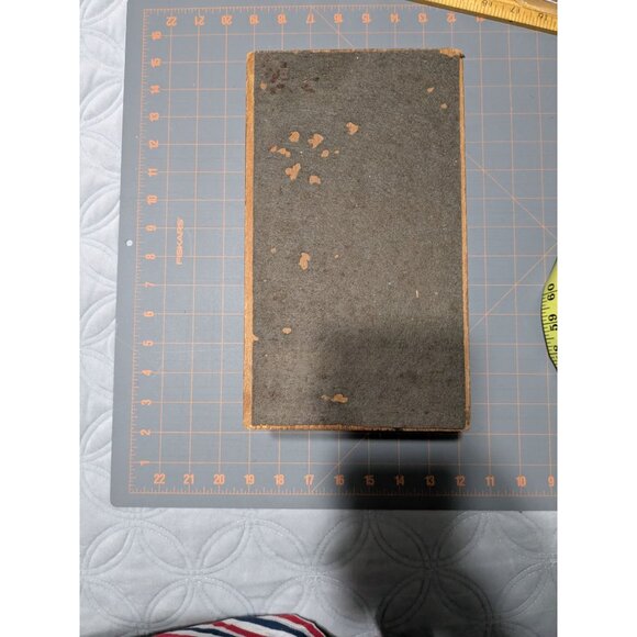 Wooden Dovetail Box Metal Blade Insert Hinged Lid Library card index oak vintage - Picture 16 of 16